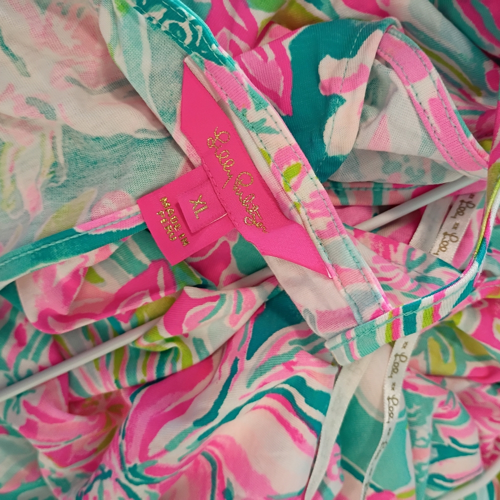 Lilly Pulitzer Pink & Teal Floral Slip Dress - Picture 4 of 6